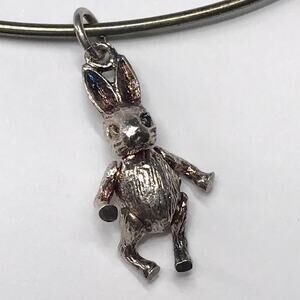 Vintage 925 Sterling Silver 3D Articulated Easter Bunny Necklace Pendant